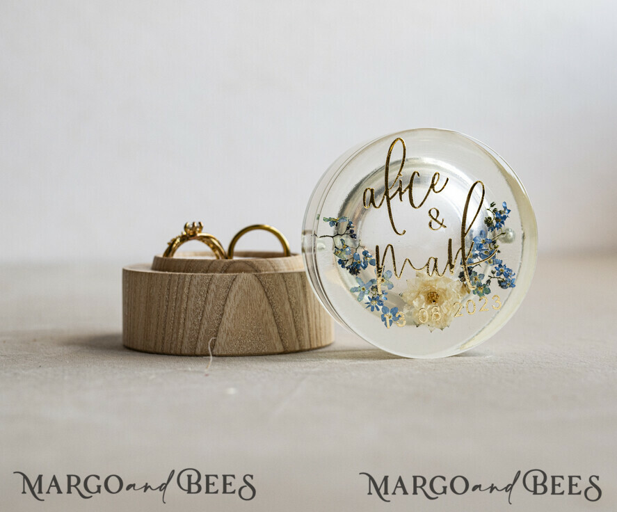 RING BEARER BOXES & PILLOWS Epoxy Wedding rings Box epoxy resin and wood wedding ring box for ceremony, Boho Epoxy Wedding Ring Boxes his hers, Transparent Epoxy dubble Ring Box for wedding, Wood resin flowers Marriage Proposal Ring Box