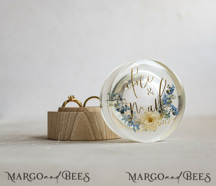 RING BEARER BOXES & PILLOWS Epoxy Wedding rings Box epoxy resin and wood wedding ring box for ceremony, Boho Epoxy Wedding Ring Boxes his hers, Transparent Epoxy dubble Ring Box for wedding, Wood resin flowers Marriage Proposal Ring Box