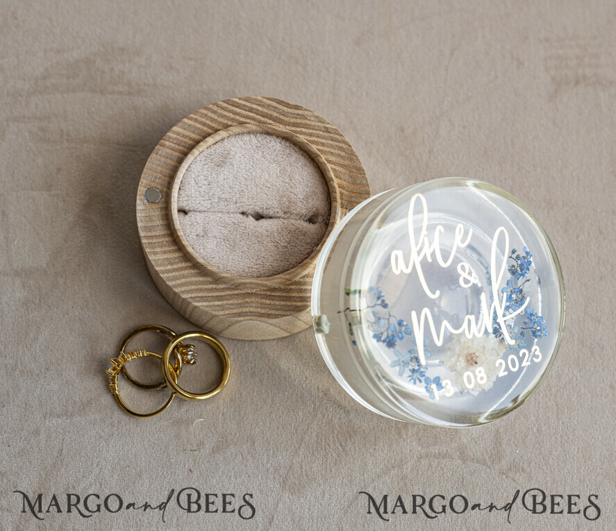 RING BEARER BOXES & PILLOWS Epoxy Wedding rings Box epoxy resin and wood wedding ring box for ceremony, Boho Epoxy Wedding Ring Boxes his hers, Transparent Epoxy dubble Ring Box for wedding, Wood resin flowers Marriage Proposal Ring Box