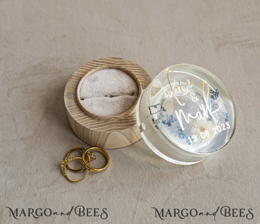 RING BEARER BOXES & PILLOWS Epoxy Wedding rings Box epoxy resin and wood wedding ring box for ceremony, Boho Epoxy Wedding Ring Boxes his hers, Transparent Epoxy dubble Ring Box for wedding, Wood resin flowers Marriage Proposal Ring Box