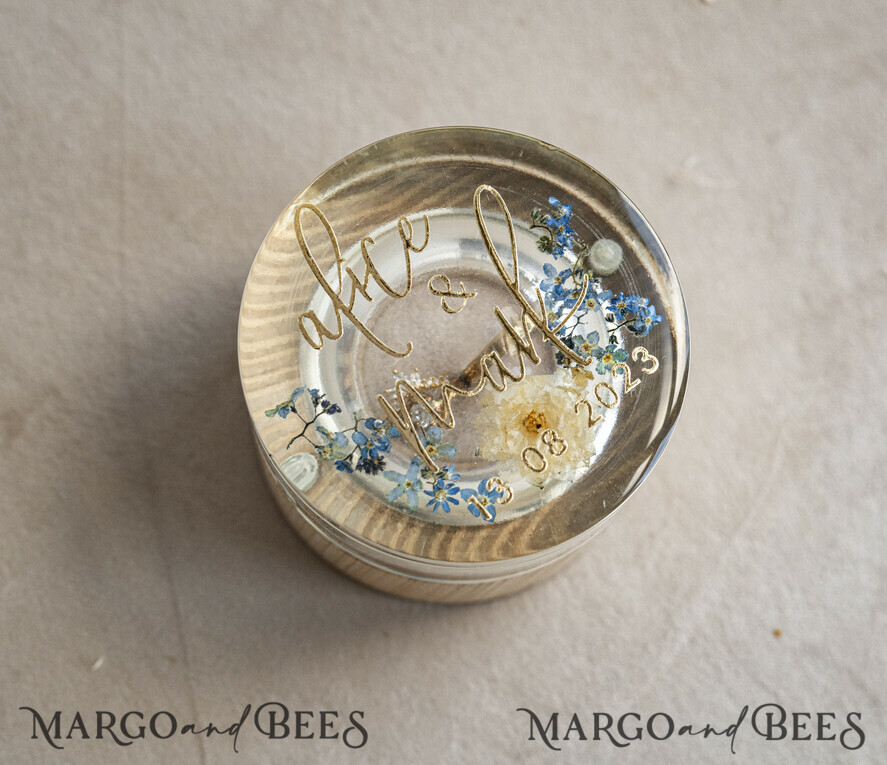 RING BEARER BOXES & PILLOWS Epoxy Wedding rings Box epoxy resin and wood wedding ring box for ceremony, Boho Epoxy Wedding Ring Boxes his hers, Transparent Epoxy dubble Ring Box for wedding, Wood resin flowers Marriage Proposal Ring Box