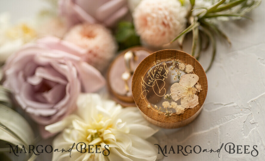 RING BEARER BOXES & PILLOWS Epoxy Wedding rings Box Presoanlised wedding Ring box for 2 or 3 rings, rustic glam wedding ring box • handmade ring bearer box • velvet luxury ring box