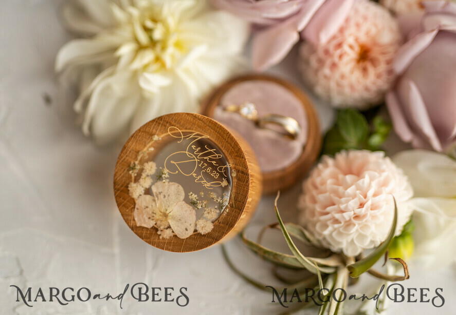 RING BEARER BOXES & PILLOWS Epoxy Wedding rings Box Presoanlised wedding Ring box for 2 or 3 rings, rustic glam wedding ring box • handmade ring bearer box • velvet luxury ring box