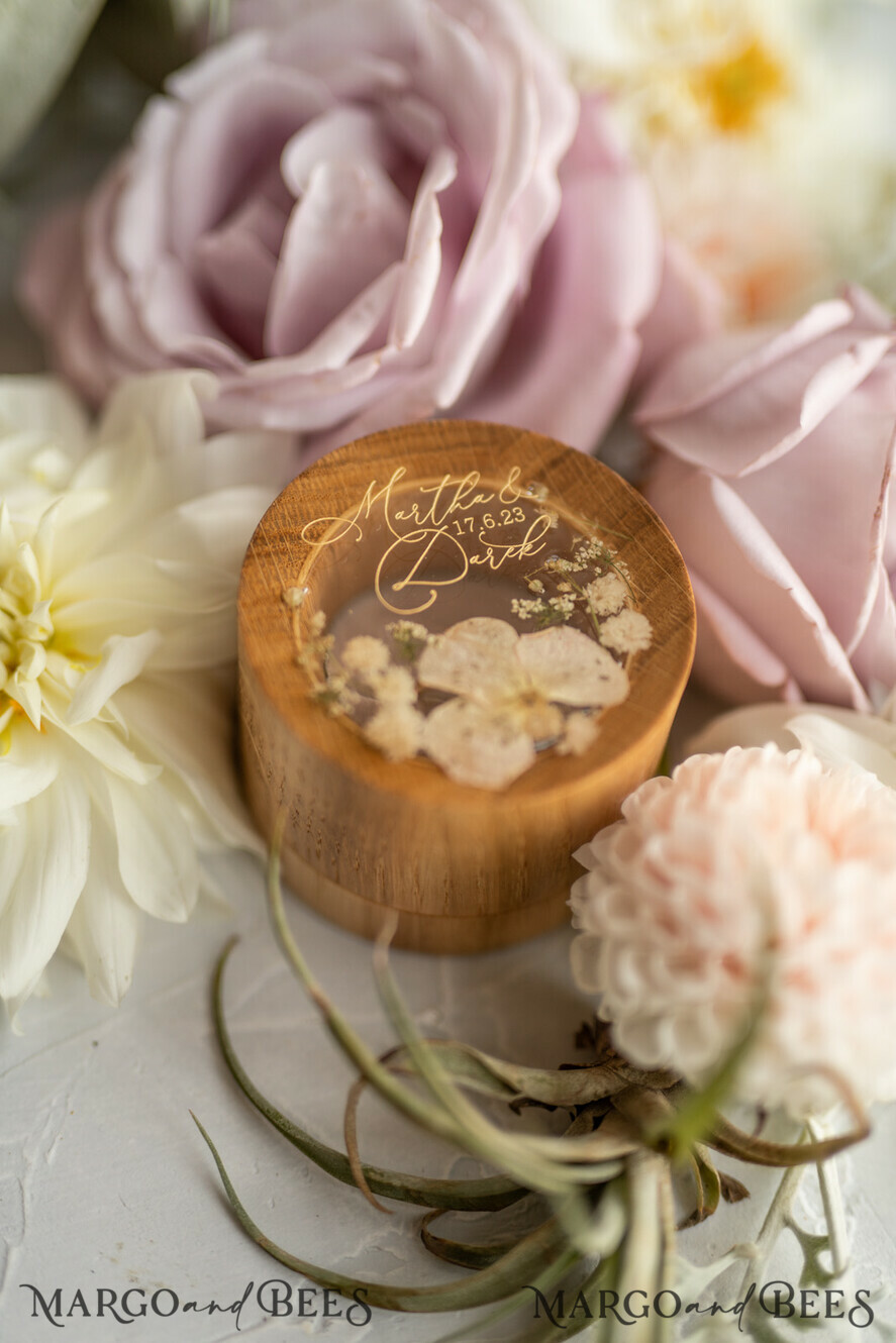 RING BEARER BOXES & PILLOWS Epoxy Wedding rings Box Presoanlised wedding Ring box for 2 or 3 rings, rustic glam wedding ring box • handmade ring bearer box • velvet luxury ring box