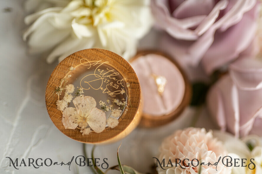 RING BEARER BOXES & PILLOWS Epoxy Wedding rings Box Presoanlised wedding Ring box for 2 or 3 rings, rustic glam wedding ring box • handmade ring bearer box • velvet luxury ring box