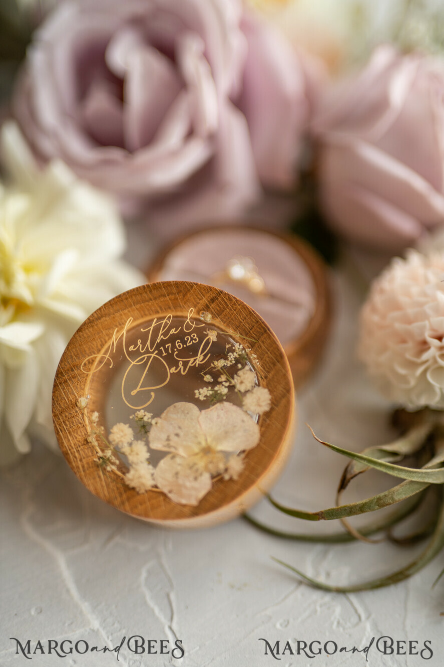 RING BEARER BOXES & PILLOWS Epoxy Wedding rings Box Presoanlised wedding Ring box for 2 or 3 rings, rustic glam wedding ring box • handmade ring bearer box • velvet luxury ring box
