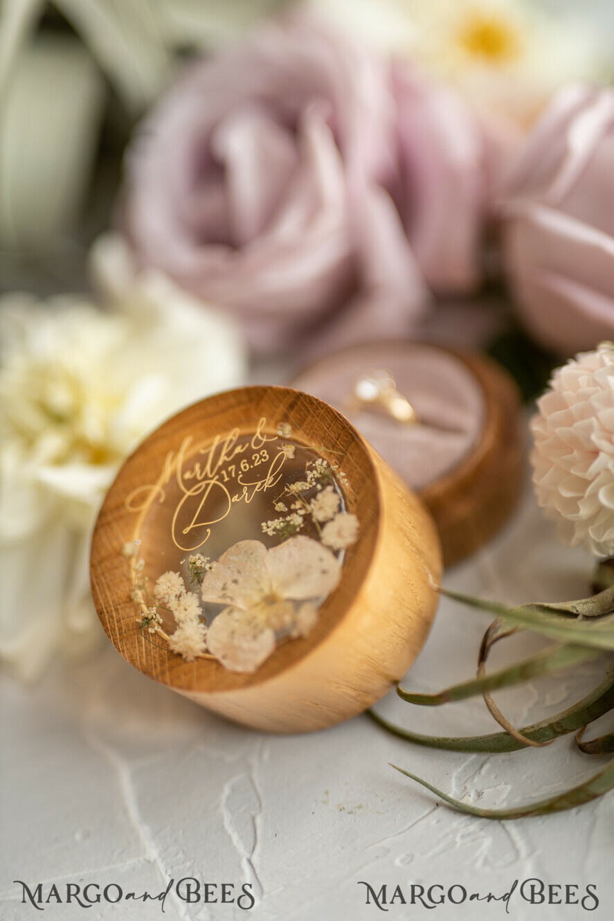 RING BEARER BOXES & PILLOWS Epoxy Wedding rings Box Presoanlised wedding Ring box for 2 or 3 rings, rustic glam wedding ring box • handmade ring bearer box • velvet luxury ring box
