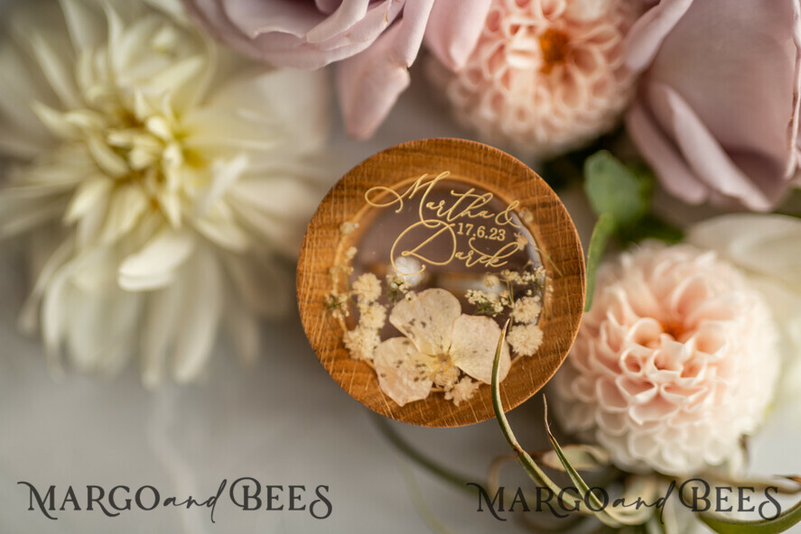 RING BEARER BOXES & PILLOWS Epoxy Wedding rings Box Presoanlised wedding Ring box for 2 or 3 rings, rustic glam wedding ring box • handmade ring bearer box • velvet luxury ring box