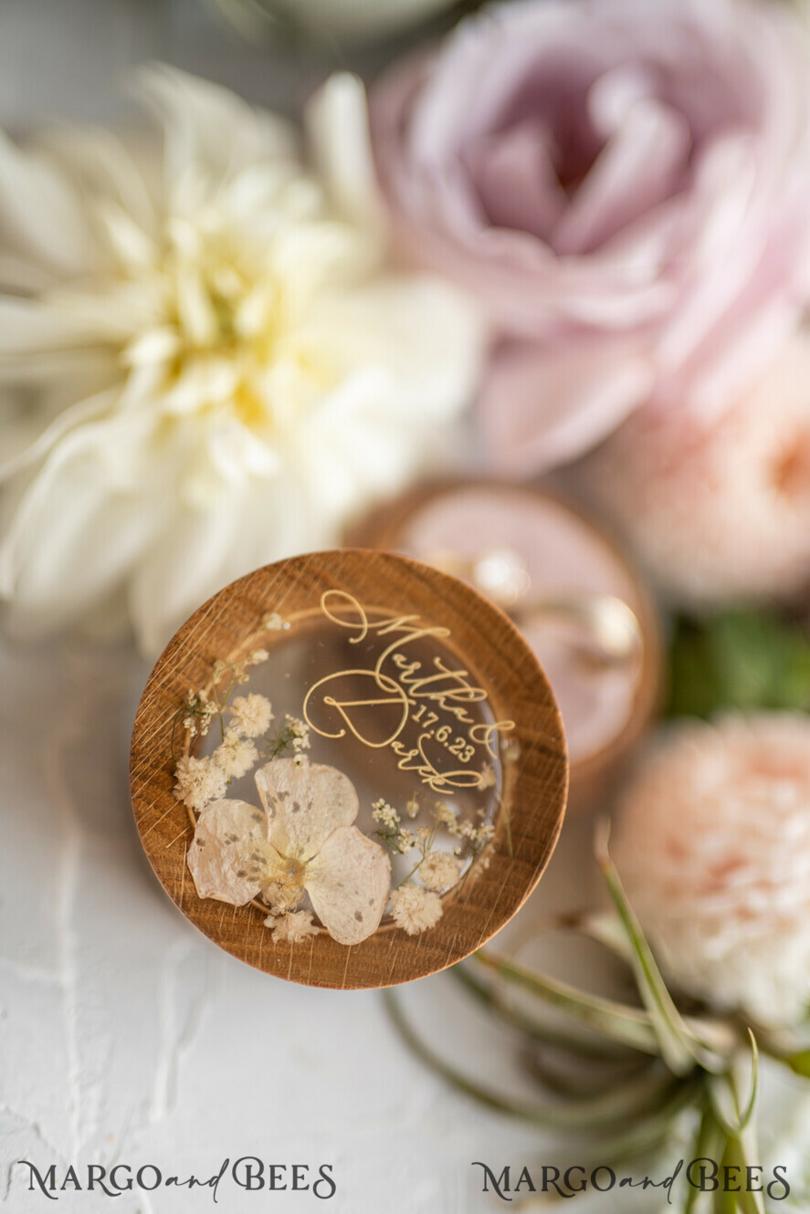 RING BEARER BOXES & PILLOWS Epoxy Wedding rings Box Presoanlised wedding Ring box for 2 or 3 rings, rustic glam wedding ring box • handmade ring bearer box • velvet luxury ring box