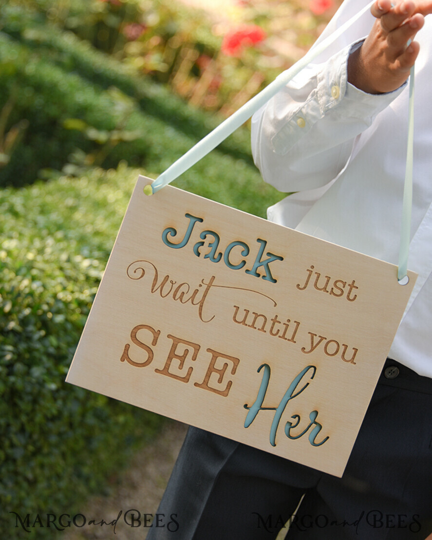 FLOWER GIRL / Page Boy SIGNS wood too late to run uncle cause here she comes Personalised wooden wedding sign, Wooden Page boy sign, Wood Engraved flower girl sign, flower girl wedding day sign, rustic wedding decor for flower girl, daddy here comes mummy, here comes the bride