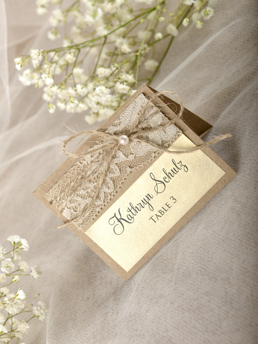 PLACE CARDS / TABLE CARDS Rustic Eco Wedding Place cards Shimmer Ecru Eco Wedding Place Cards, Rustic Place Cards, Lace and Burlap Twine Wedding Name Cards with Pearl Decor, Eco Rustic Name Tags, Editable Text