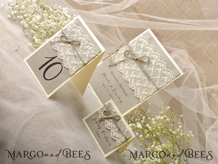 PLACE CARDS / TABLE CARDS Rustic Eco Wedding Place cards Romantic Eco Wedding Place Cards with Elegant White Lace and Brown Burlap Twine, Rustic Wedding Stationery, Delicate Wedding Place Cards, Rustic Escort Cards