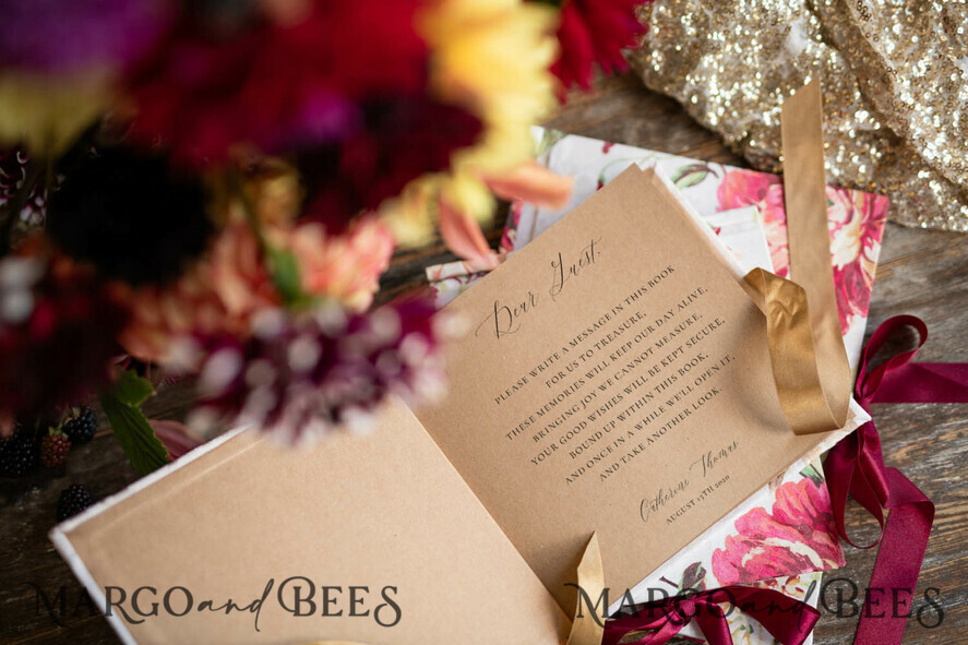 WEDDING GUEST BOOKS Acrylic Golden Guestbook Preonalised wedding Guestbook, Vintage Lace Instant Photo Book Elegant Instax Wedding Photo