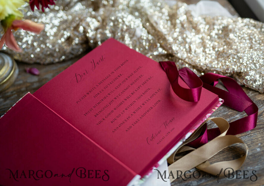 WEDDING GUEST BOOKS Acrylic Golden Guestbook Rerto wedding guestbook, Vintage Wedding Album Elegant Lace Photo Booth Book