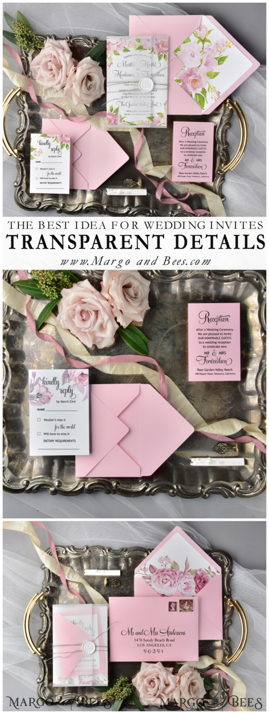 WEDDING INVITATIONS floral / boho / watercolor Stylish wedding invitation boho design stationery elegant