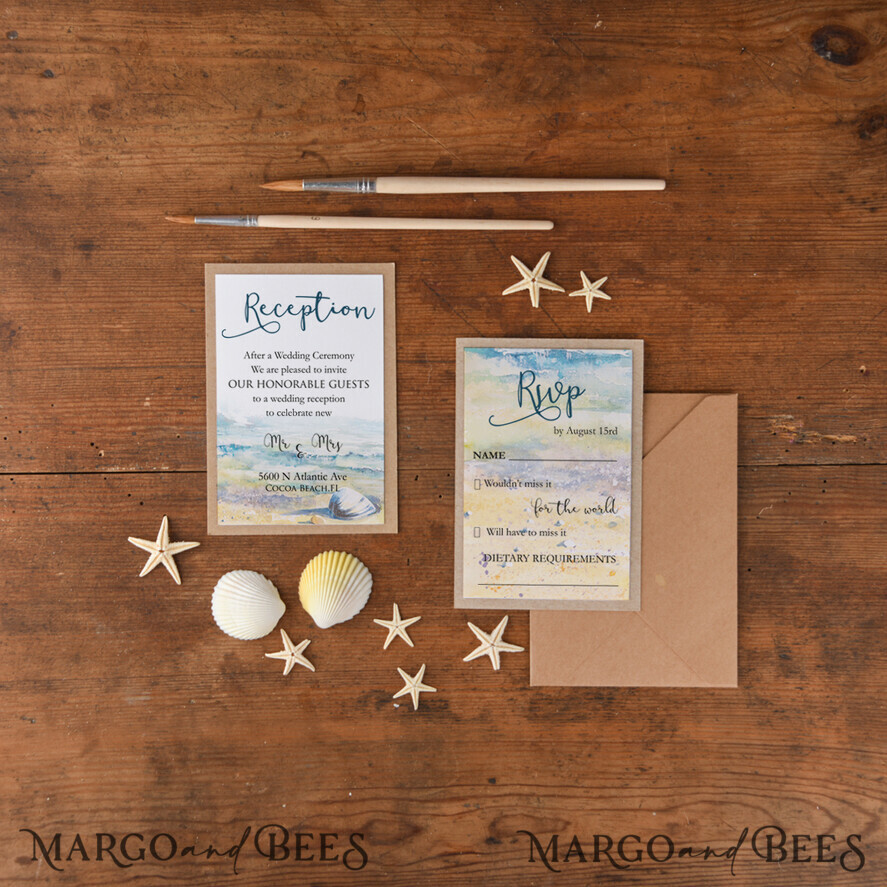 WEDDING INVITATIONS floral / boho / watercolor Romantic Wedding invitations colorful romantic stationery kraft paper