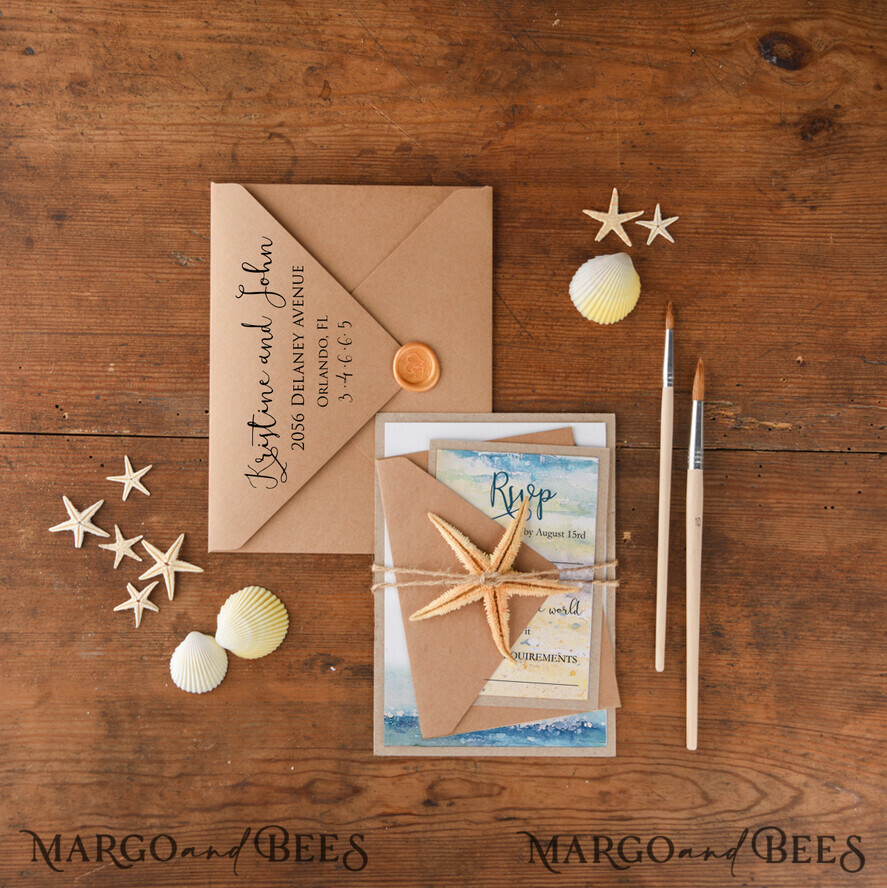WEDDING INVITATIONS floral / boho / watercolor Romantic Wedding invitations colorful romantic stationery kraft paper