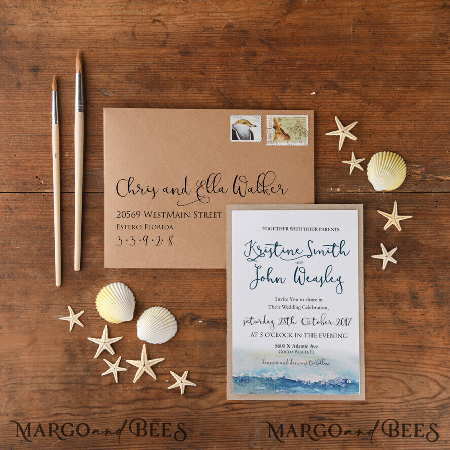 WEDDING INVITATIONS floral / boho / watercolor Romantic Wedding invitations colorful romantic stationery kraft paper