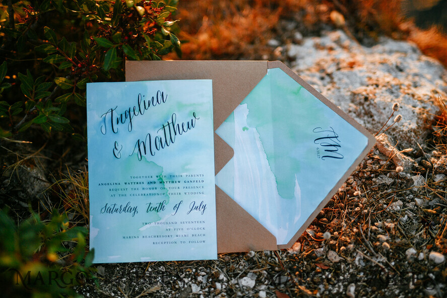 WEDDING INVITATIONS floral / boho / watercolor Watercolor beach Wedding Invitations, Minimalist Watercolor Seaside Wedding Invites, Italian Wedding Cards