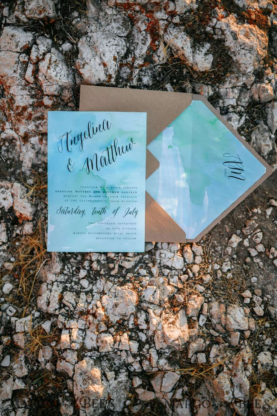 WEDDING INVITATIONS floral / boho / watercolor Watercolor beach Wedding Invitations, Minimalist Watercolor Seaside Wedding Invites, Italian Wedding Cards