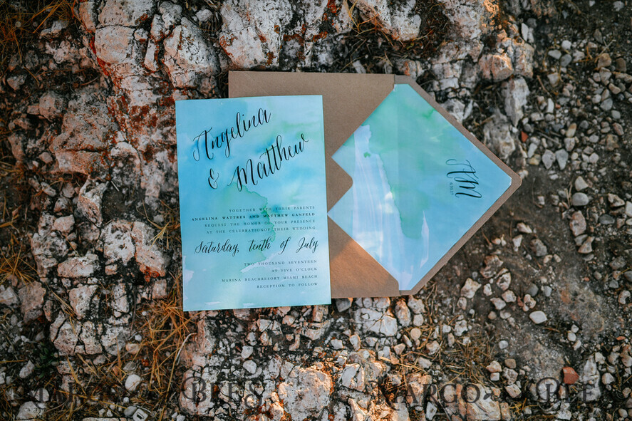 WEDDING INVITATIONS floral / boho / watercolor Watercolor beach Wedding Invitations, Minimalist Watercolor Seaside Wedding Invites, Italian Wedding Cards