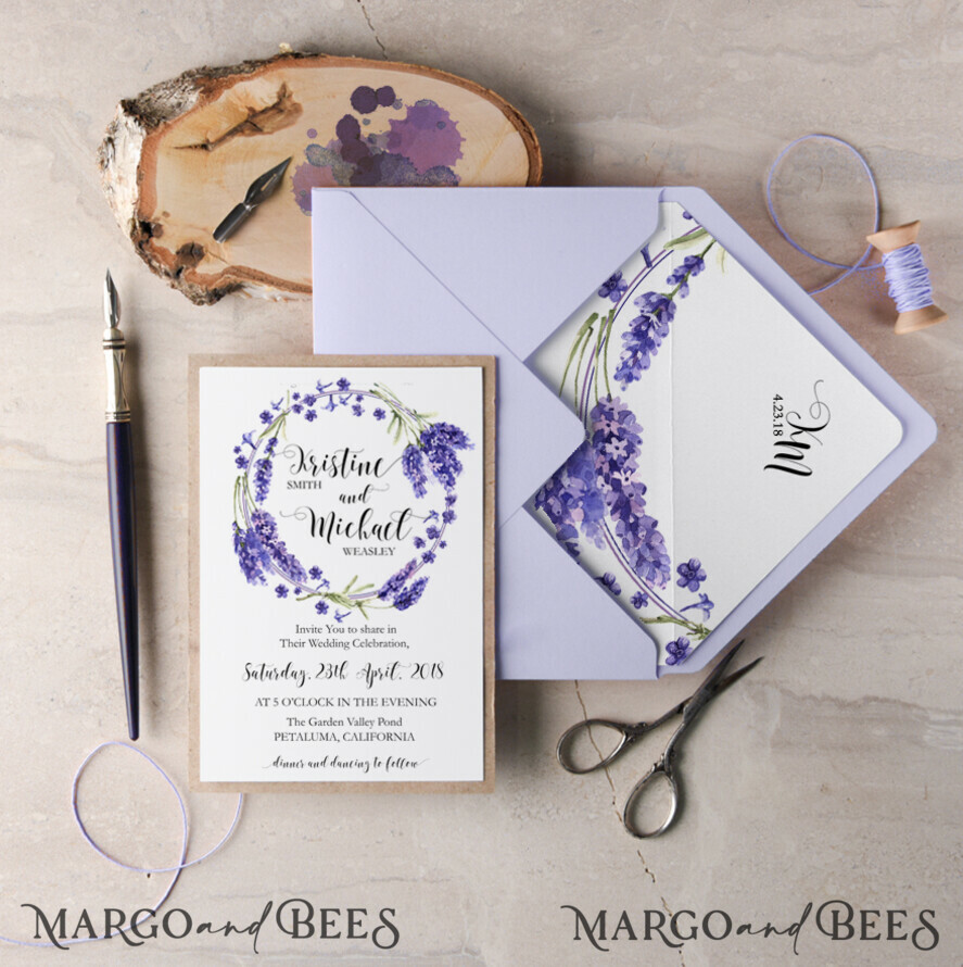 WEDDING INVITATIONS floral / boho / watercolor Chic wedding invitations watercolor flowers invites wreath