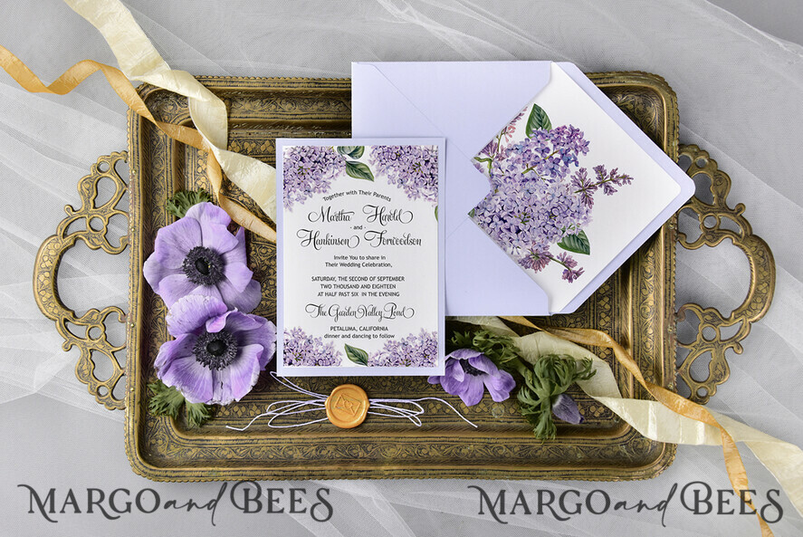 WEDDING INVITATIONS floral / boho / watercolor Modern Wedding invitations bohemian stationery lilac