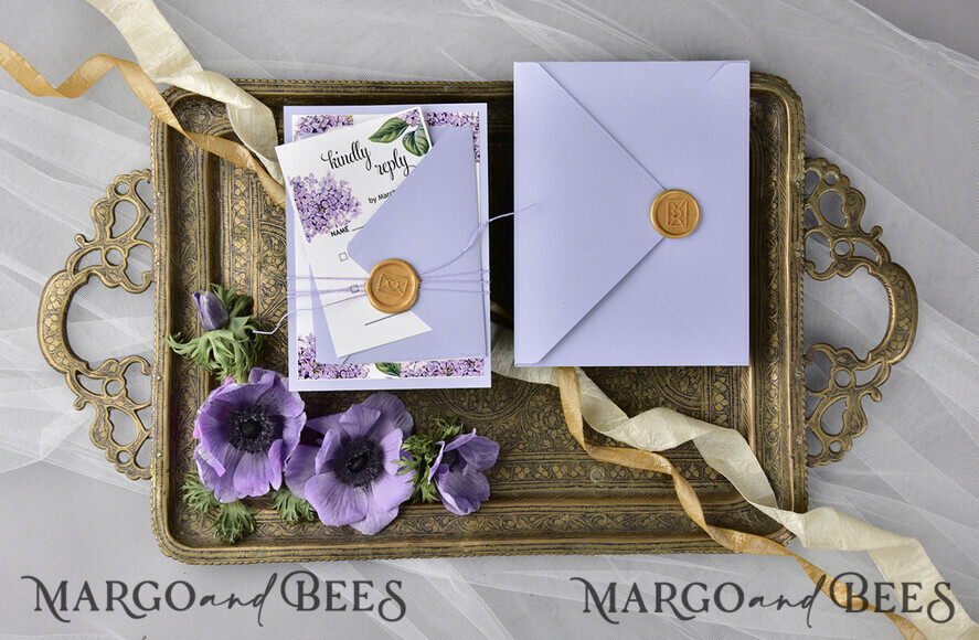 WEDDING INVITATIONS floral / boho / watercolor Modern Wedding invitations bohemian stationery lilac