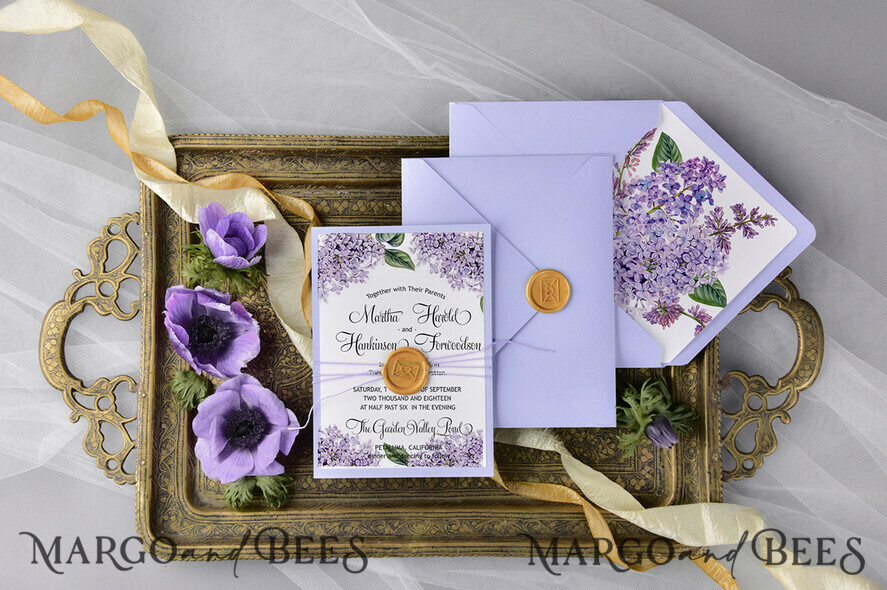 WEDDING INVITATIONS floral / boho / watercolor Modern Wedding invitations bohemian stationery lilac