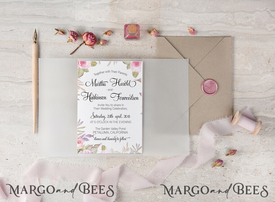 WEDDING INVITATIONS floral / boho / watercolor Wedding invitations custom boho floral stationery elegant