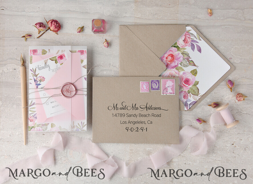 WEDDING INVITATIONS floral / boho / watercolor Wedding invitations custom boho floral stationery elegant