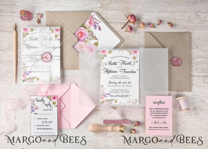 WEDDING INVITATIONS floral / boho / watercolor Wedding invitations custom boho floral stationery elegant
