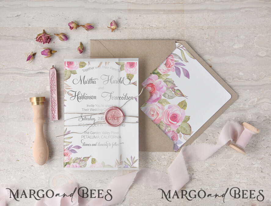 WEDDING INVITATIONS floral / boho / watercolor Wedding invitations custom boho floral stationery elegant
