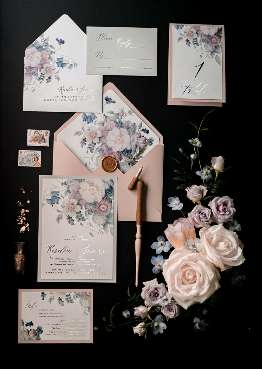 WEDDING INVITATIONS floral / boho / watercolor Elegant Wedding invitations, floral boho invites, flowers