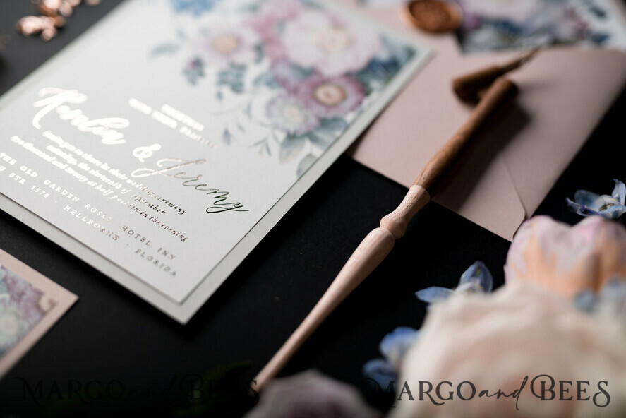 WEDDING INVITATIONS floral / boho / watercolor Elegant Wedding invitations, floral boho invites, flowers