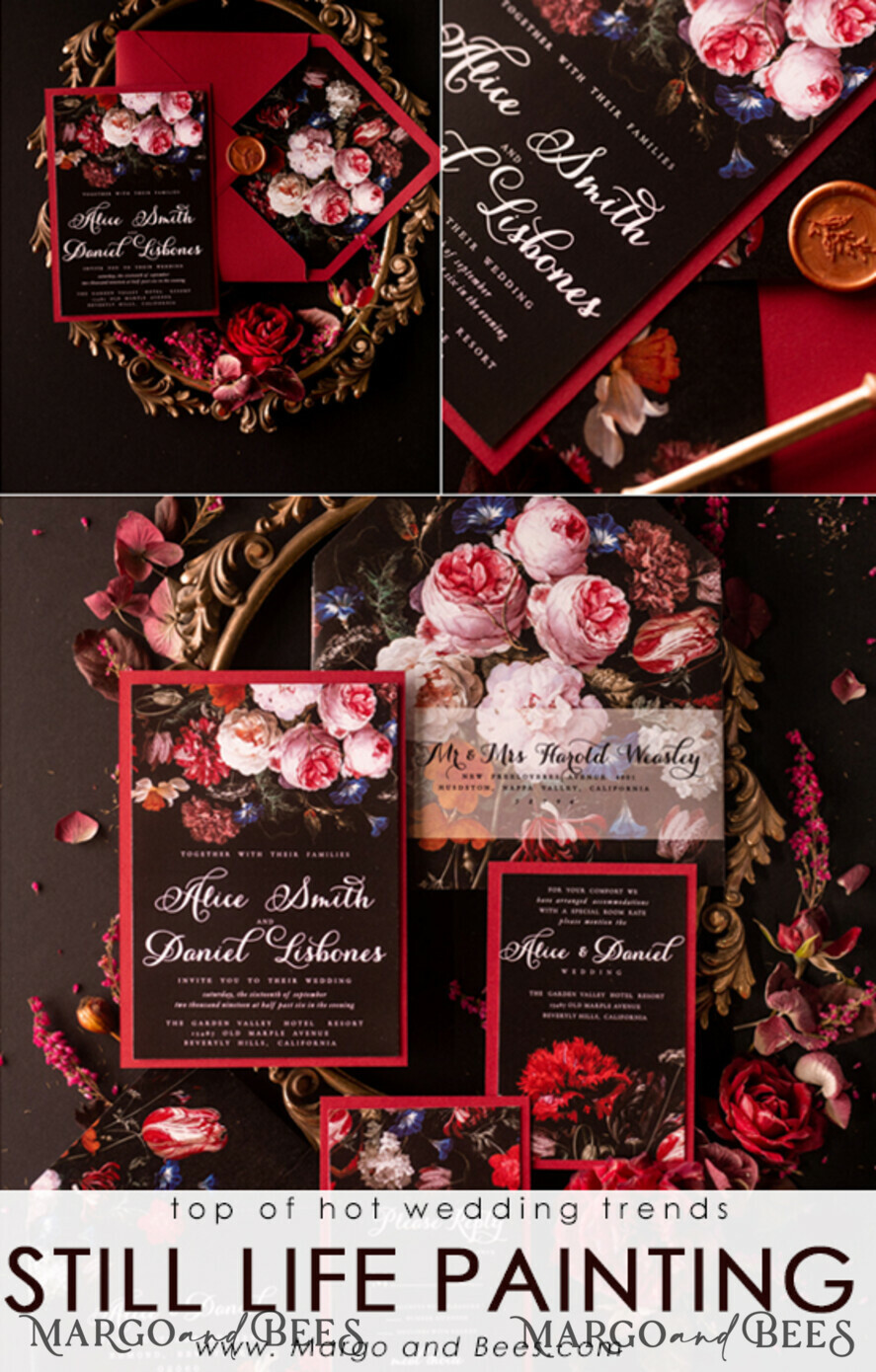 WEDDING INVITATIONS floral / boho / watercolor Elegant Wedding invitations boho floral stationery still life painting