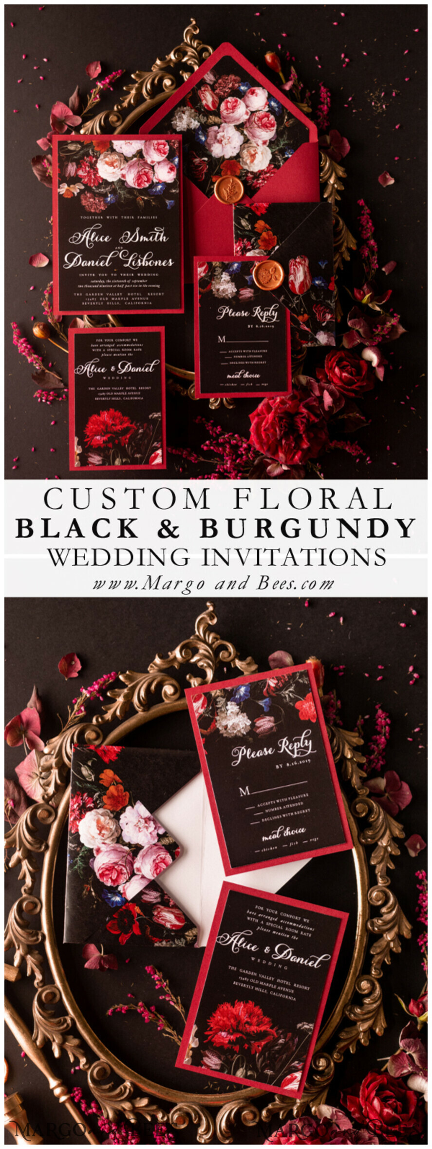 WEDDING INVITATIONS floral / boho / watercolor Elegant Wedding invitations boho floral stationery still life painting