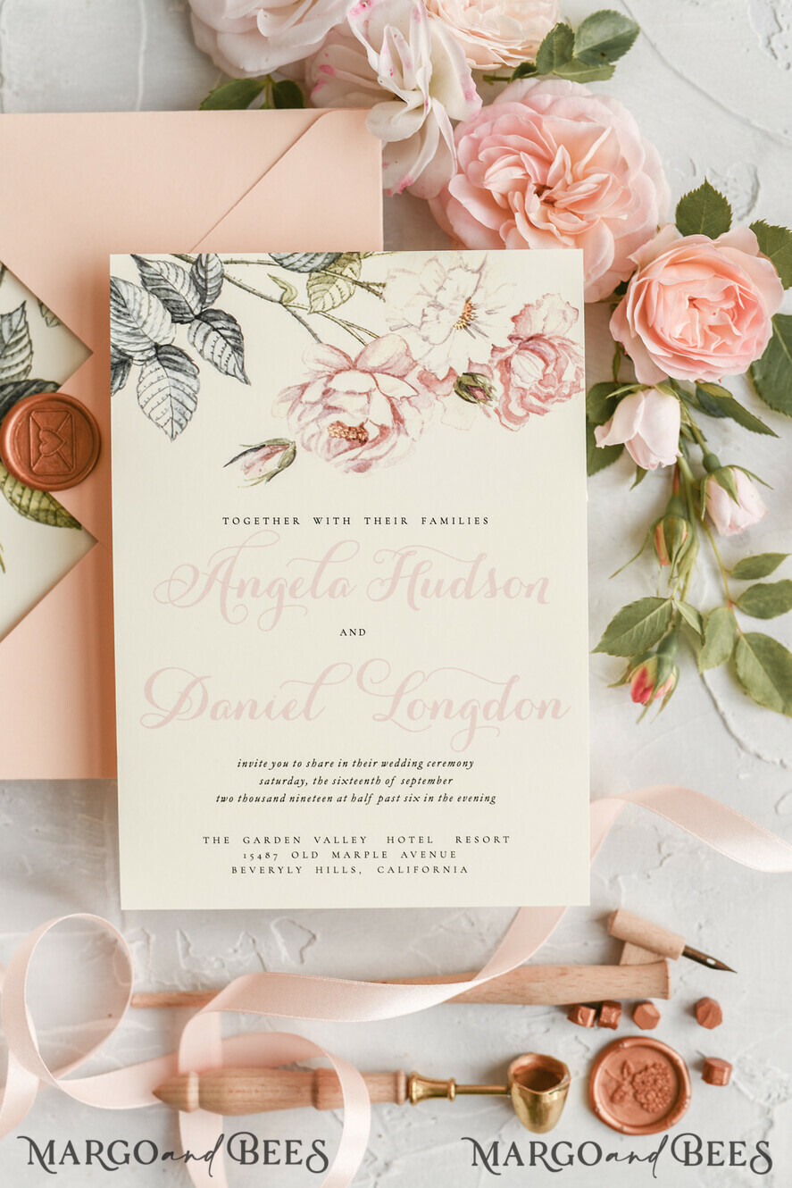 WEDDING INVITATIONS floral / boho / watercolor Wedding invitations suite colorful romantic stationery vintage