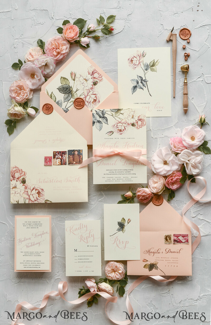 WEDDING INVITATIONS floral / boho / watercolor Wedding invitations suite colorful romantic stationery vintage