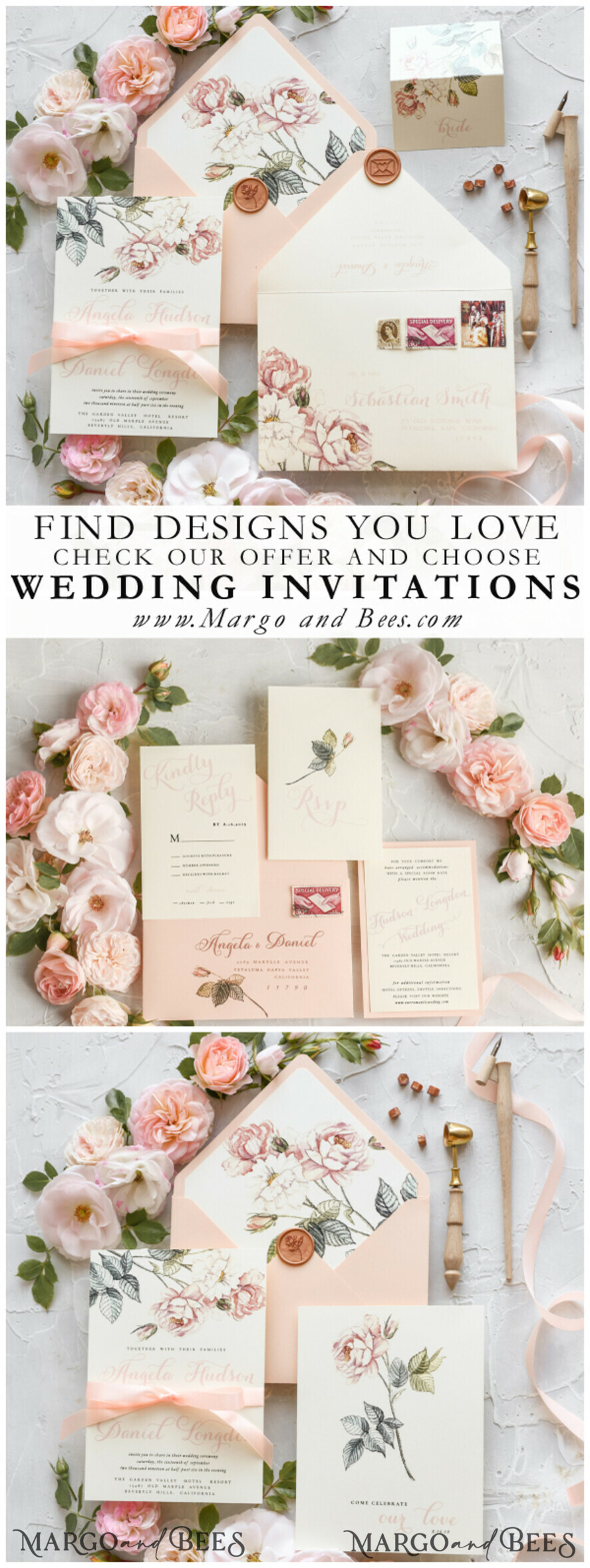 WEDDING INVITATIONS floral / boho / watercolor Wedding invitations suite colorful romantic stationery vintage