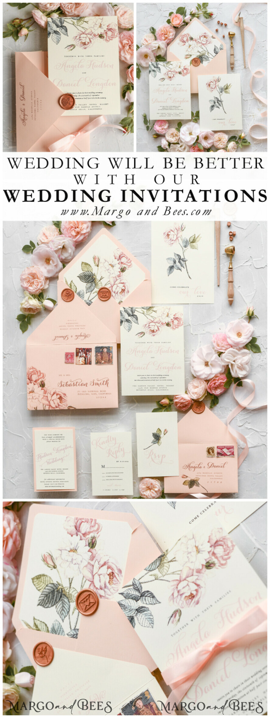 WEDDING INVITATIONS floral / boho / watercolor Wedding invitations suite colorful romantic stationery vintage