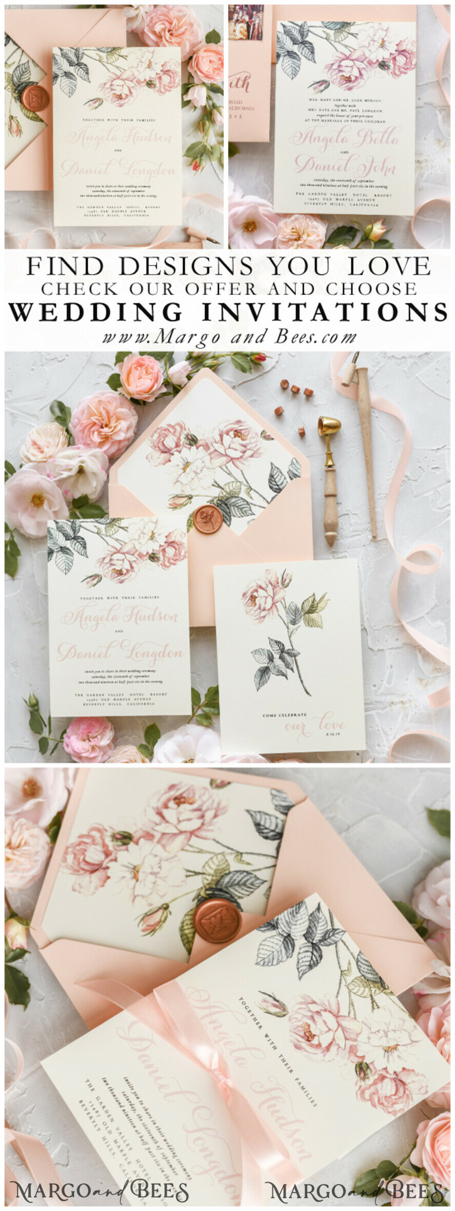WEDDING INVITATIONS floral / boho / watercolor Wedding invitations suite colorful romantic stationery vintage