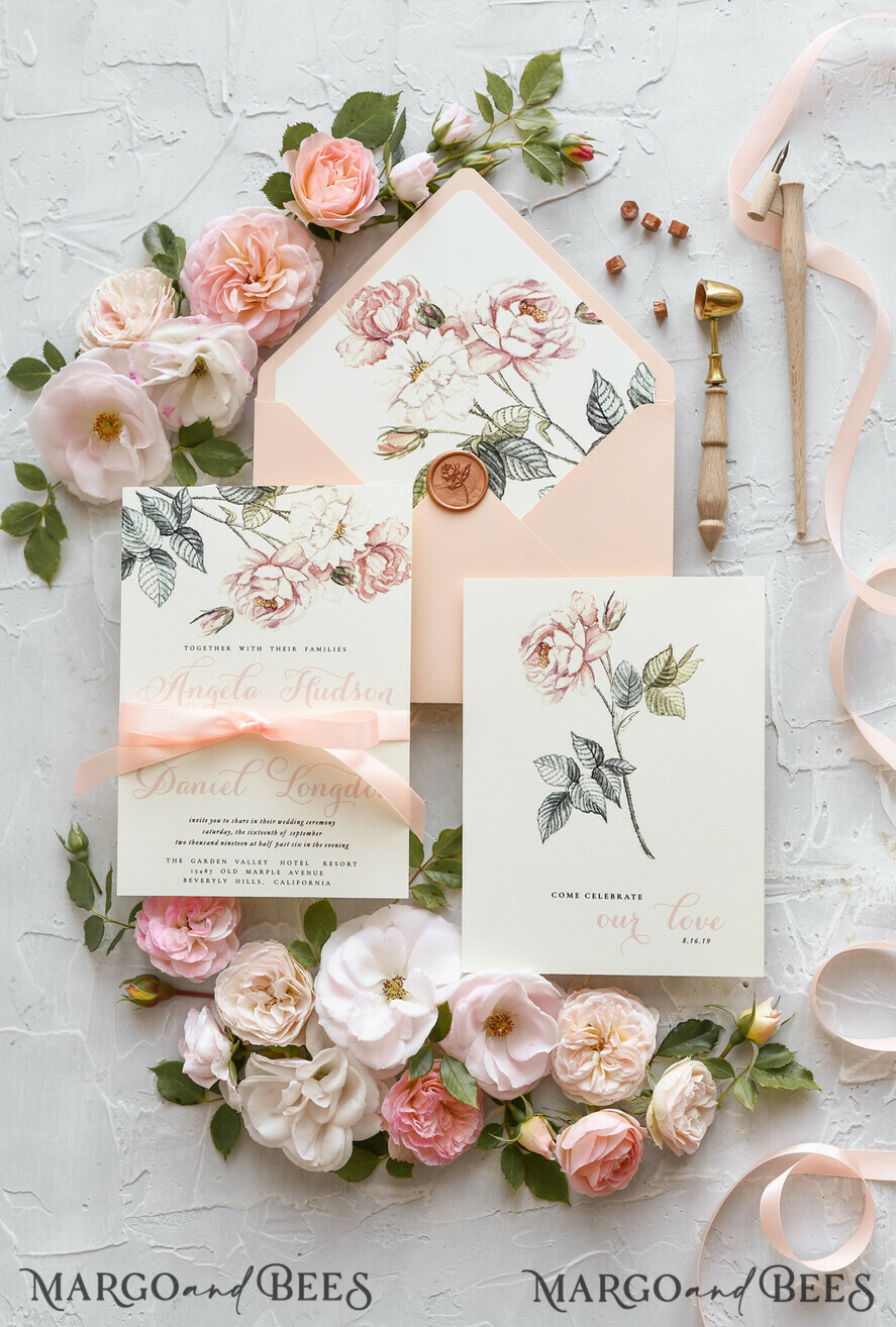 WEDDING INVITATIONS floral / boho / watercolor Wedding invitations suite colorful romantic stationery vintage