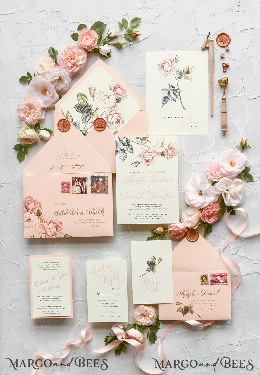 WEDDING INVITATIONS floral / boho / watercolor Wedding invitations suite colorful romantic stationery vintage