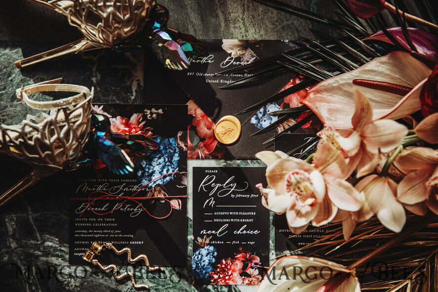 WEDDING INVITATIONS floral / boho / watercolor Best wedding invitations bohemian stationery black boho wedding
