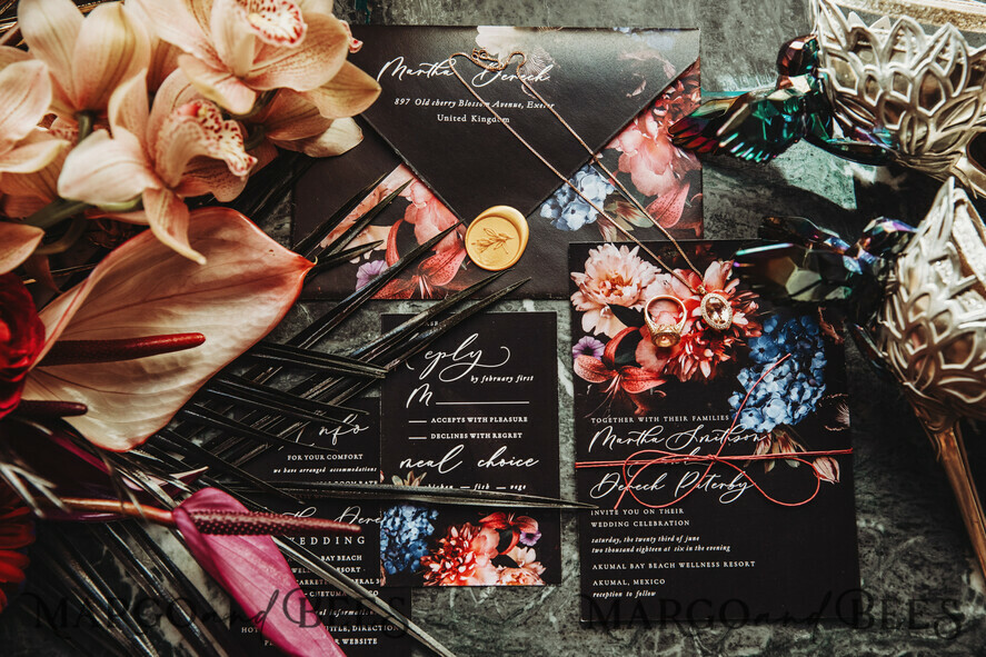 WEDDING INVITATIONS floral / boho / watercolor Best wedding invitations bohemian stationery black boho wedding