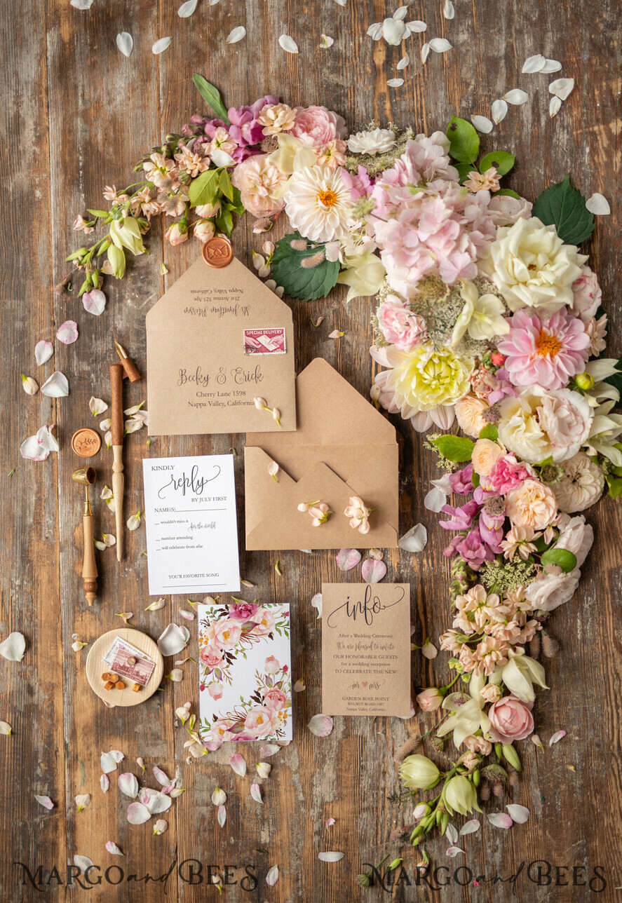 WEDDING INVITATIONS floral / boho / watercolor Wedding invitations suite romantic invites elegant