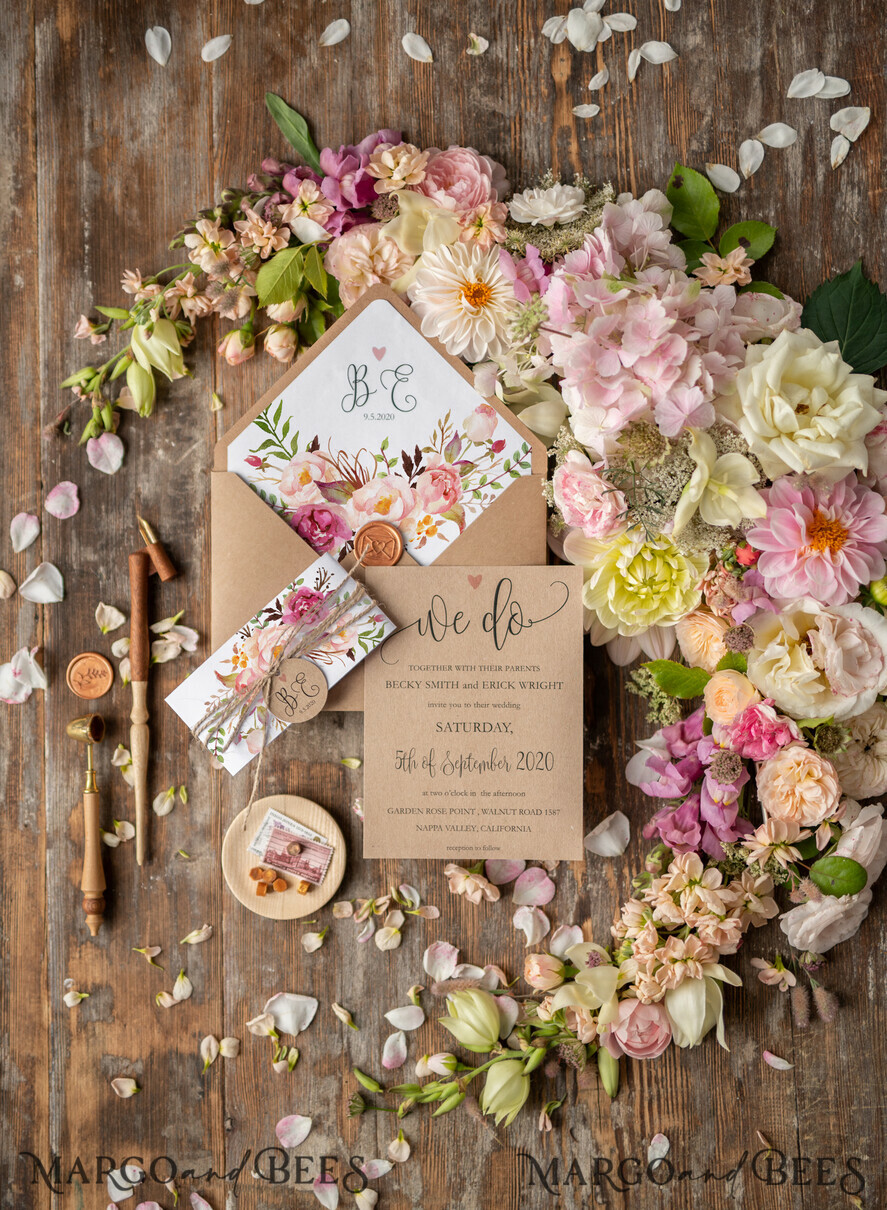 WEDDING INVITATIONS floral / boho / watercolor Wedding invitations suite romantic invites elegant