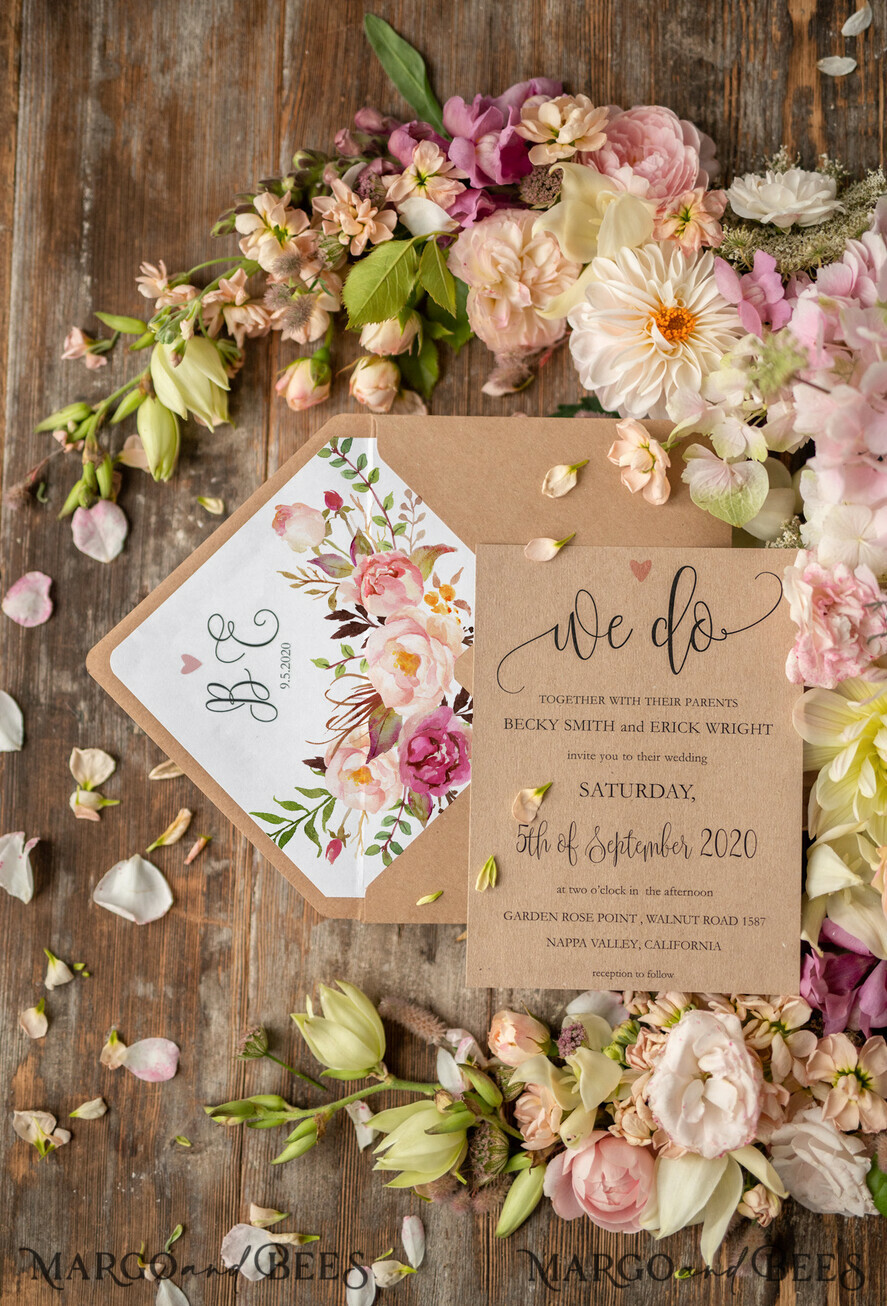 WEDDING INVITATIONS floral / boho / watercolor Wedding invitations suite romantic invites elegant