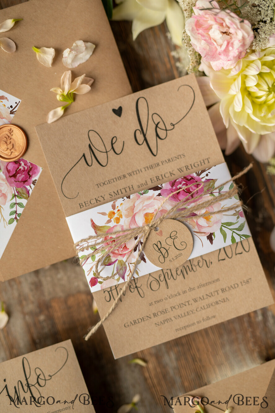 WEDDING INVITATIONS floral / boho / watercolor Wedding invitations suite romantic invites elegant